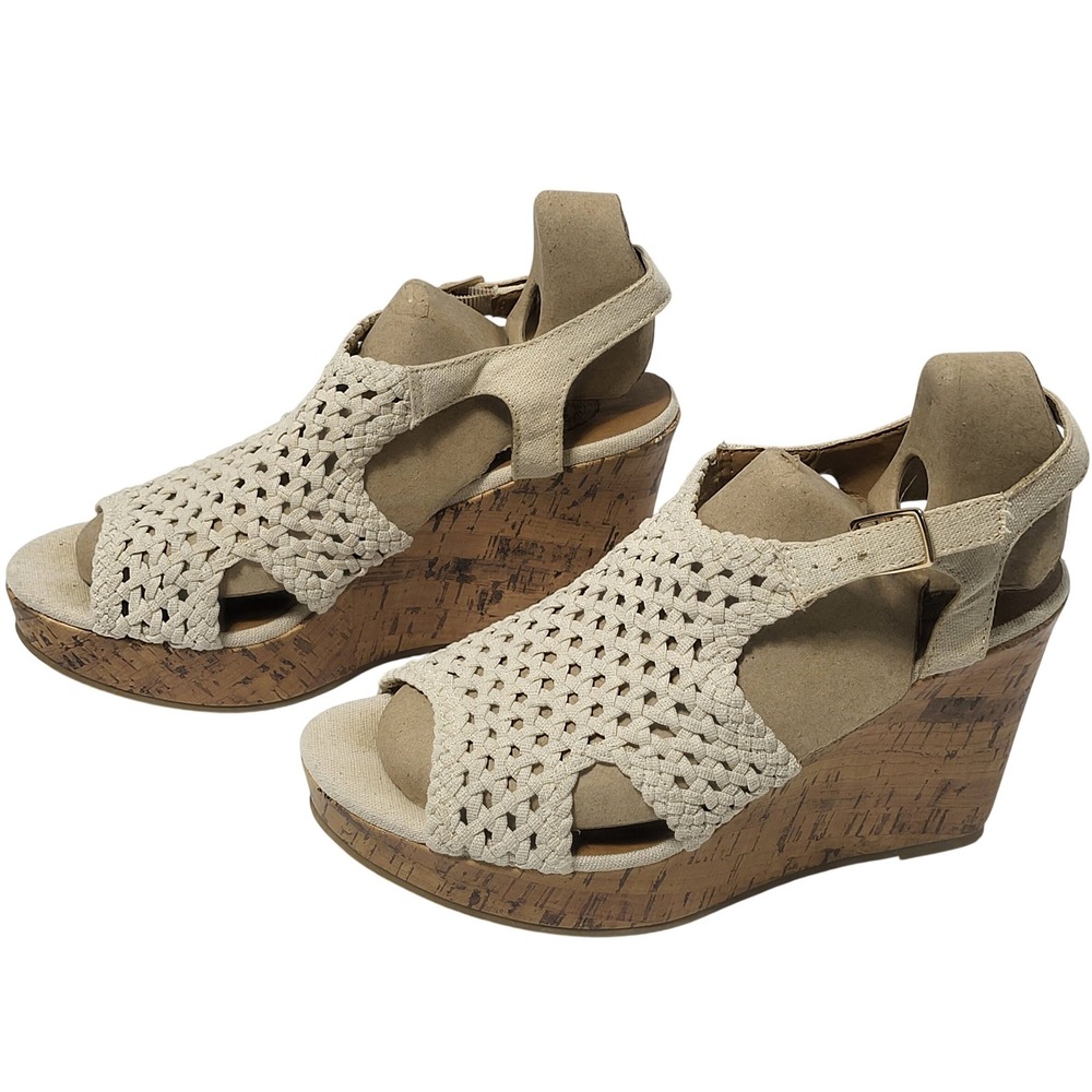 Kohls Sopiratenatural Beige Woven Wedge Sandals Womens 9M Slingback Platform